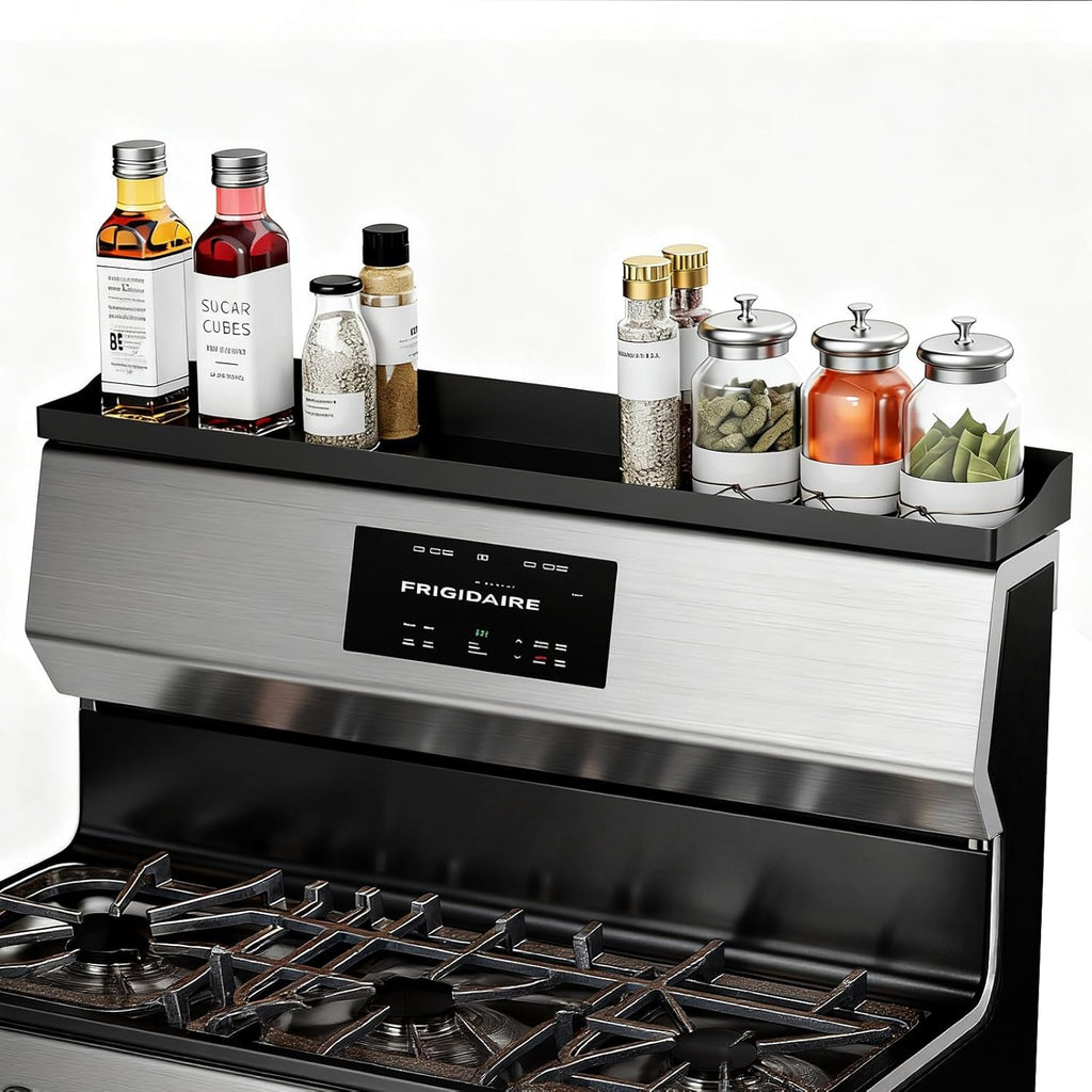 Foeacry 30" Magnetic Stove Top Shelf - Stainless Steel Magnetic Spice organizer for above the Over stove shelf kitchen small space solutions