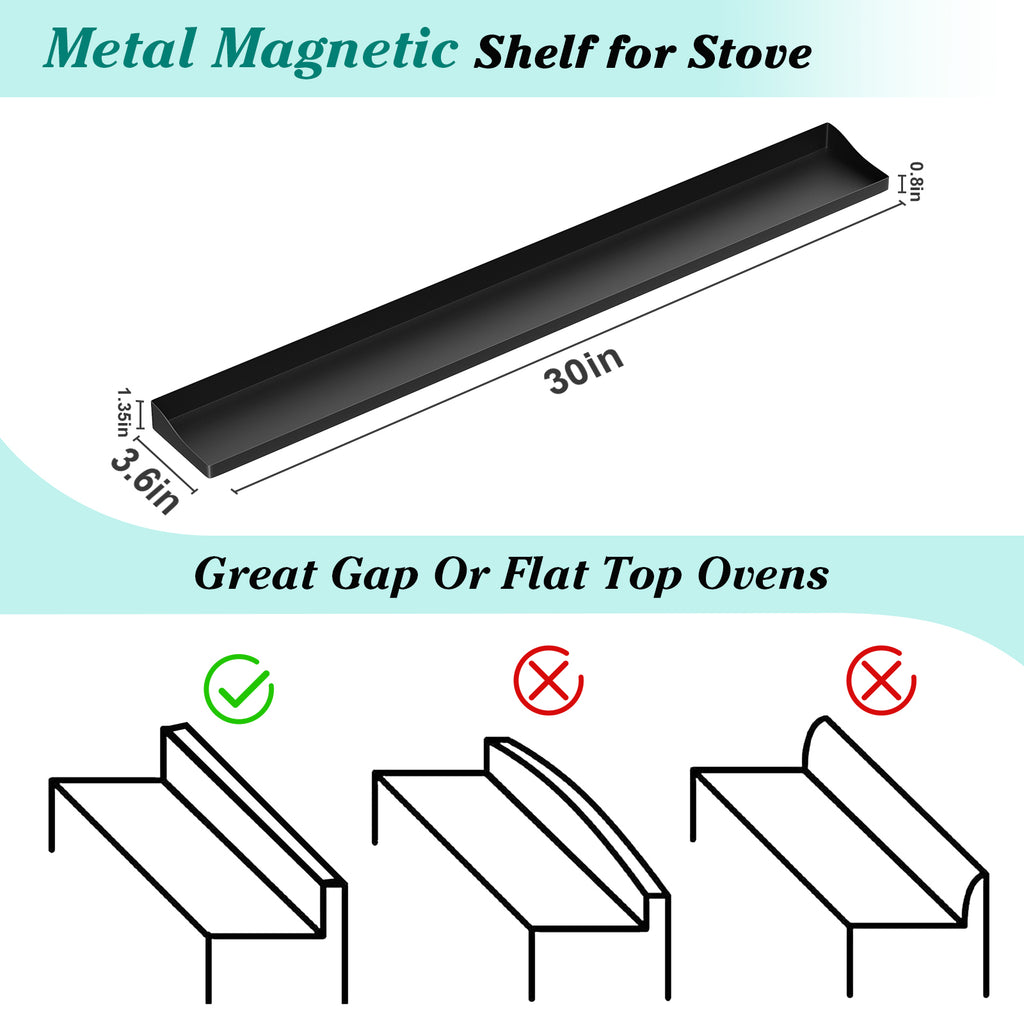 Foeacry 30" Magnetic Stove Top Shelf - Stainless Steel Magnetic Spice organizer for above the Over stove shelf kitchen small space solutions