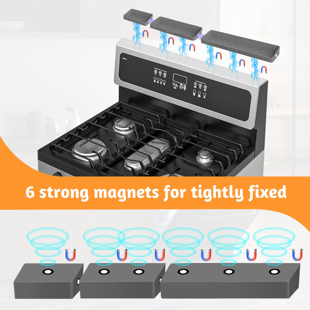 30"/24"/20" Silicone Stove Top Magnetic Shelf for Kitchen, Soft Flexible Strong Magnetic Heat Resistant Over the Stove Silicone Oven Shelf Spice Rack Organizer for Back of Oven - Grey Visit the Foeacry Store