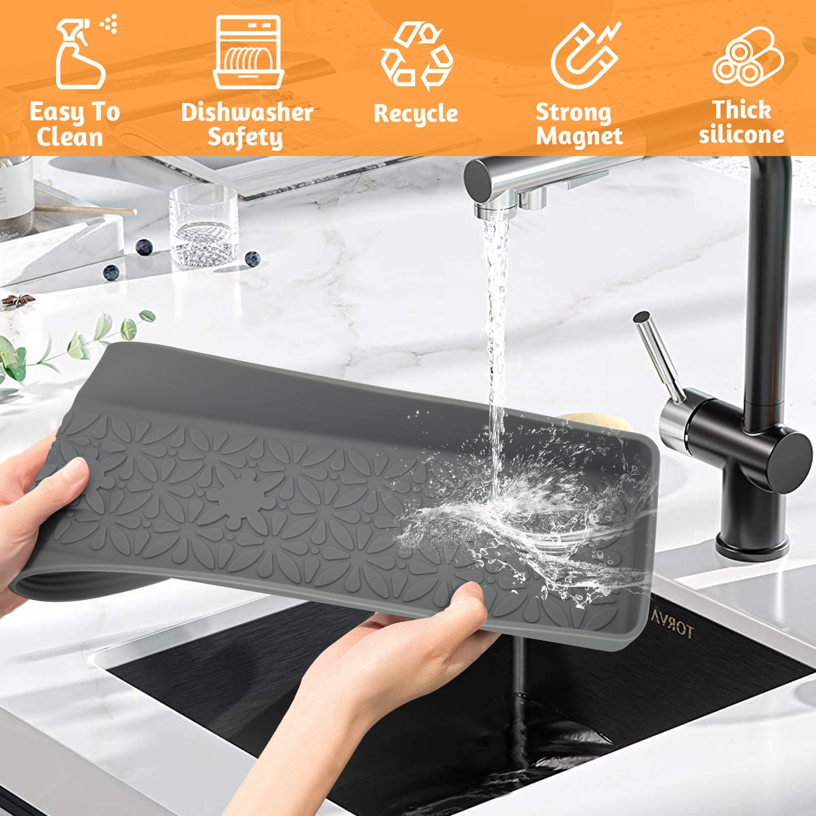 30"/24"/20" Silicone Stove Top Magnetic Shelf for Kitchen, Soft Flexible Strong Magnetic Heat Resistant Over the Stove Silicone Oven Shelf Spice Rack Organizer for Back of Oven - Grey Visit the Foeacry Store