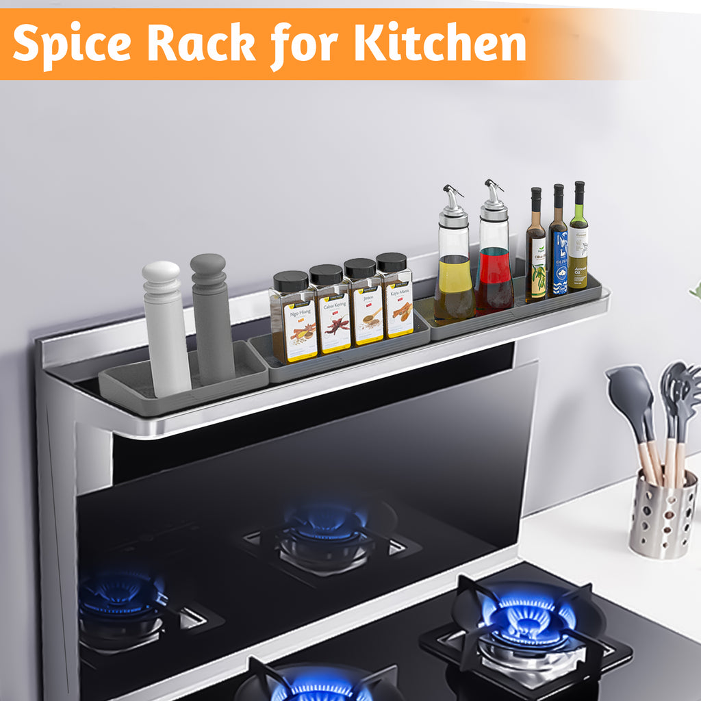 30"/24"/20" Silicone Stove Top Magnetic Shelf for Kitchen, Soft Flexible Strong Magnetic Heat Resistant Over the Stove Silicone Oven Shelf Spice Rack Organizer for Back of Oven - Grey Visit the Foeacry Store