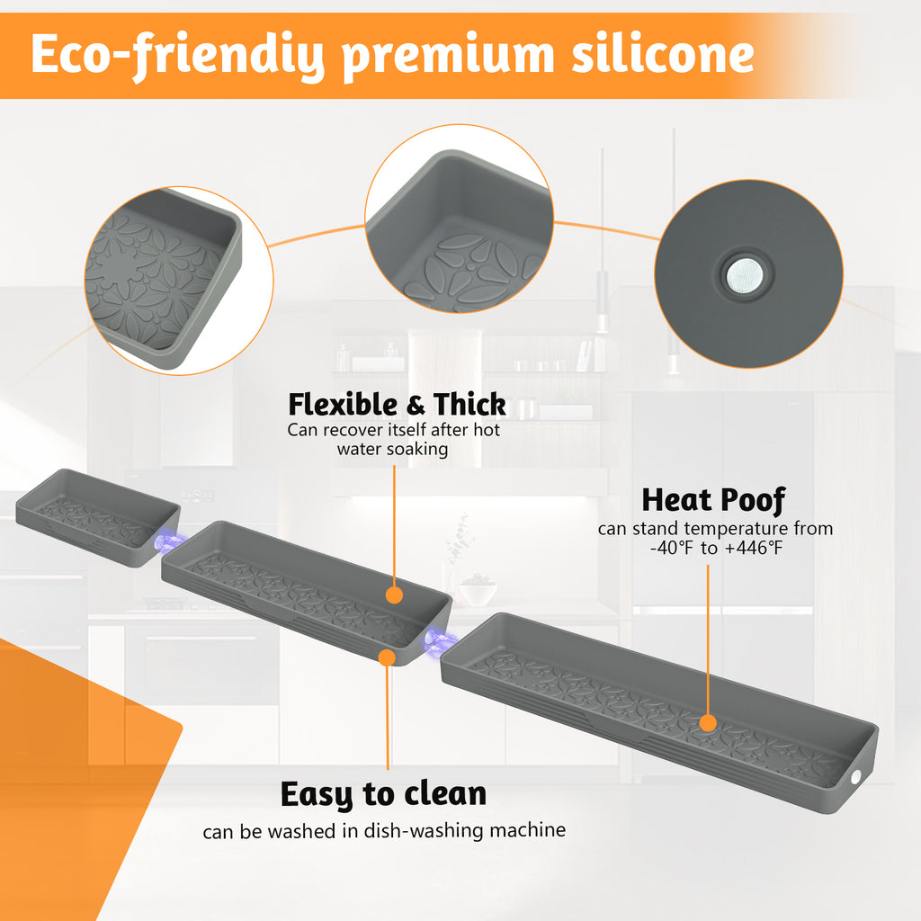 30"/24"/20" Silicone Stove Top Magnetic Shelf for Kitchen, Soft Flexible Strong Magnetic Heat Resistant Over the Stove Silicone Oven Shelf Spice Rack Organizer for Back of Oven - Grey Visit the Foeacry Store