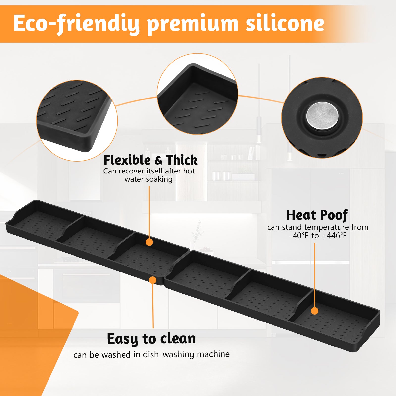Foeacry 30 Inch Silicone Stove Oven Top Shelf Magnetic for Kitchen Gadgets, Soft Flexible Strong Magnetic Heat Resistant Spice Rack Kitchen Organizer
